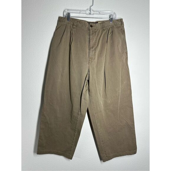 Abercrombie & Fitch Men’s Wide Leg Khaki Pants Cotton Size 36”W 25”L Tan *Notes - Picture 1 of 16